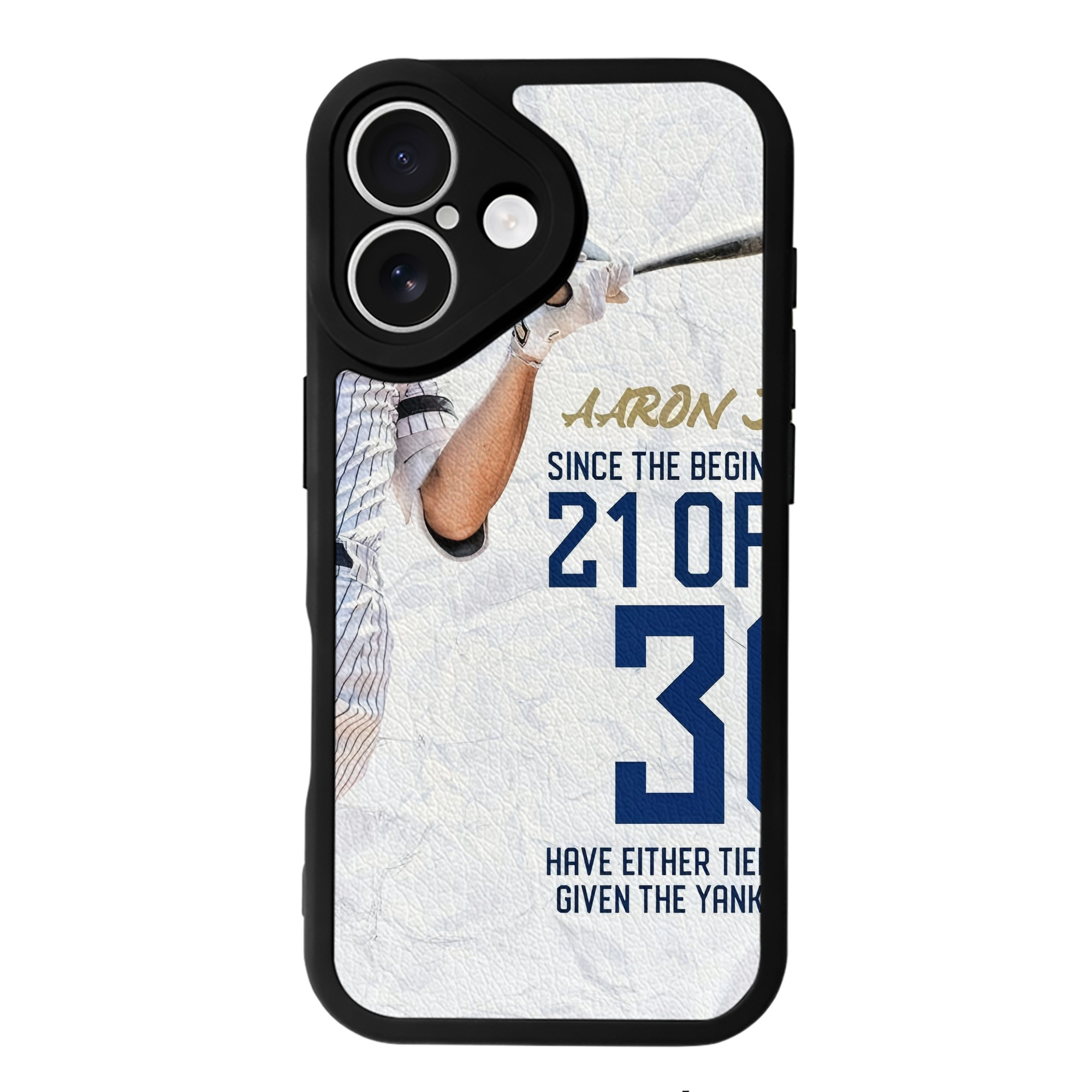 Aaron Judge 30 Home Runs IPhone 16 Silicone Leather Case – UV Print, Lambskin Texture – Perfect Fit, Wireless Charging Compatible, Scratch Resistant, Precise Cutouts – Stylish Protection For IPhone 16